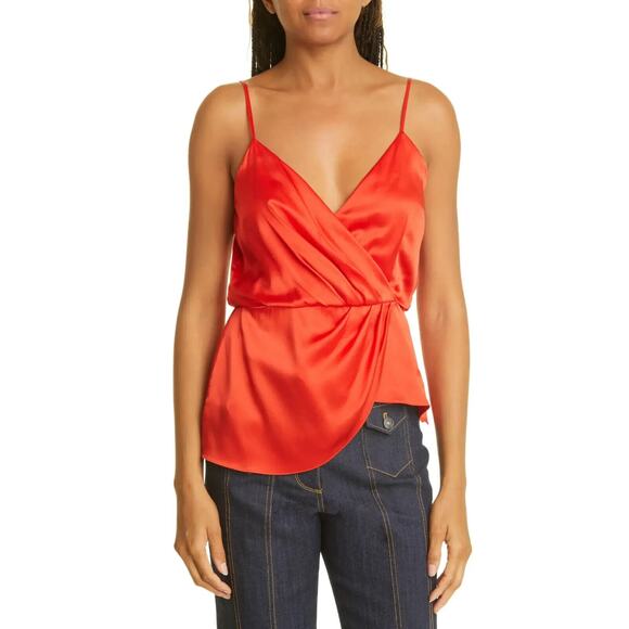 Cinq A Sept NWOT Red Chili Pepper Mirin Silk Top Size M - Picture 1 of 8